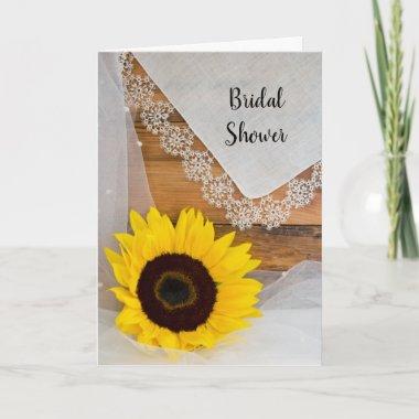 Rustic Sunflower and Lace Bridal Shower Invitations