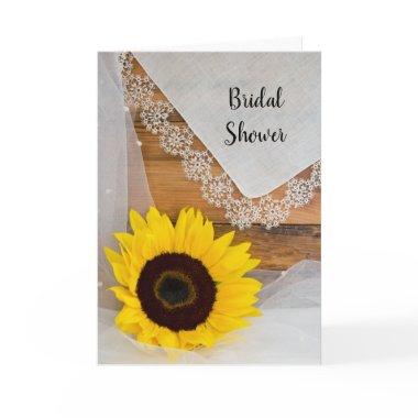 Rustic Sunflower and Lace Bridal Shower Invitations