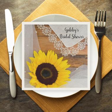 Rustic Sunflower and Lace Country Bridal Shower Napkins