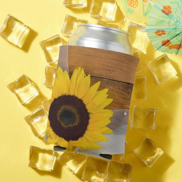 Rustic Sunflower and Veil Country Wedding Favor Can Cooler