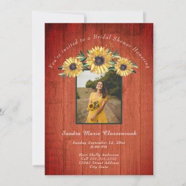 Rustic Sunflower Barn Wood Wedding Bridal Shower I Invitations