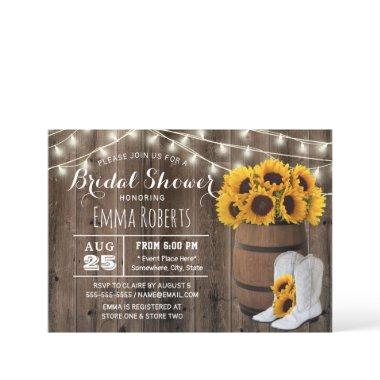 Rustic Sunflower Barrel Country Bridal Shower Invitations