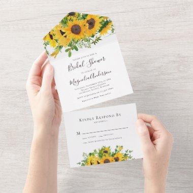 Rustic Sunflower Bridal Shower All In One Invitations