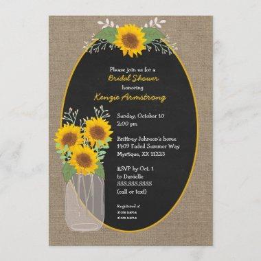 Rustic Sunflower bridal shower / baby shower Invitations