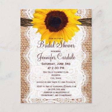 Rustic Sunflower Bridal Shower Invitation PostInvitations