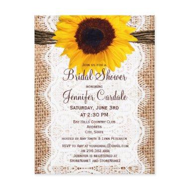 Rustic Sunflower Bridal Shower Invitation PostInvitations