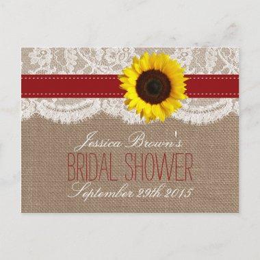 Rustic Sunflower Bridal Shower Recipe Invitations