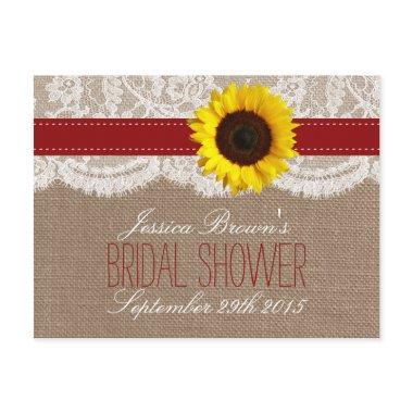 Rustic Sunflower Bridal Shower Recipe Invitations