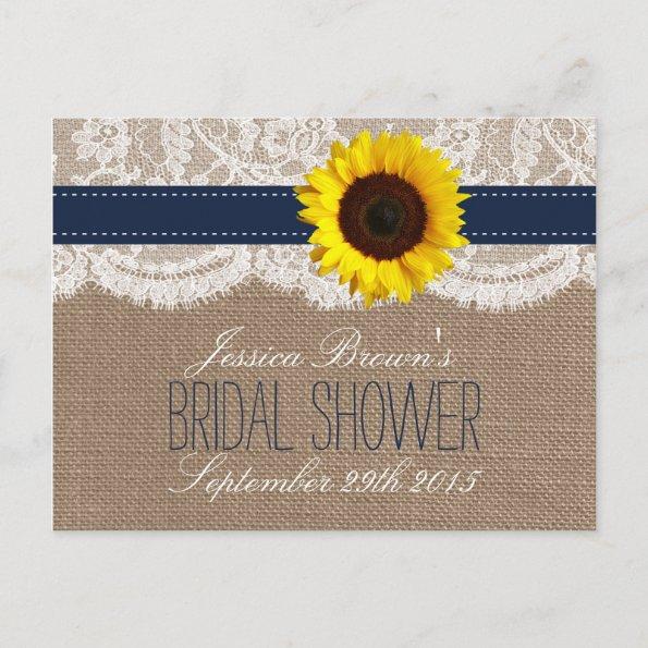 Rustic Sunflower Bridal Shower Recipe Invitations