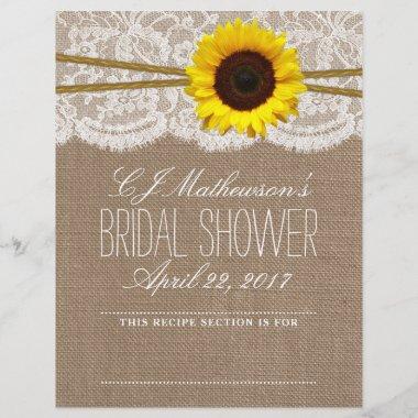 Rustic Sunflower Bridal Shower Recipe Dividers