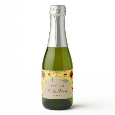 Rustic Sunflower Bridal Shower Sparkling Wine Labe Sparkling Wine Label