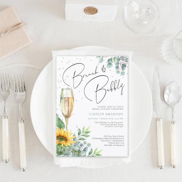 Rustic Sunflower Brunch and Bubbly Bridal Shower Invitations