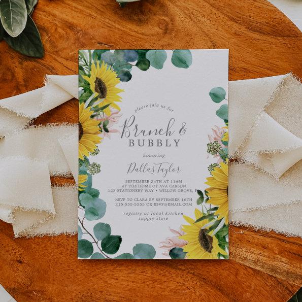 Rustic Sunflower Brunch and Bubbly Bridal Shower Invitations