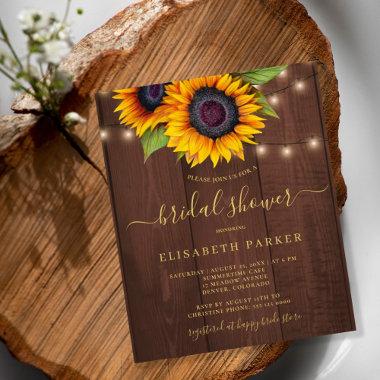 Rustic sunflower BUDGET bridal shower Invitations