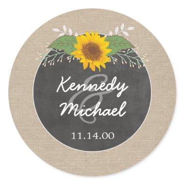 Rustic Sunflower Chalkboard Wedding envelope seal
