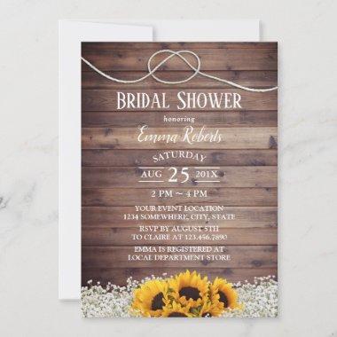 Rustic Sunflower Country Floral Bridal Shower Invitations
