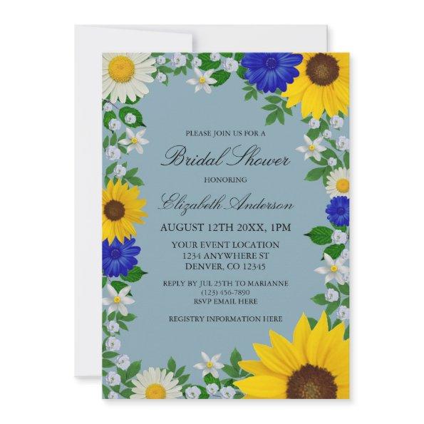 Rustic Sunflower Daisy Floral Bridal Shower Invitations