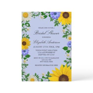 Rustic Sunflower Daisy Floral Bridal Shower Invitations