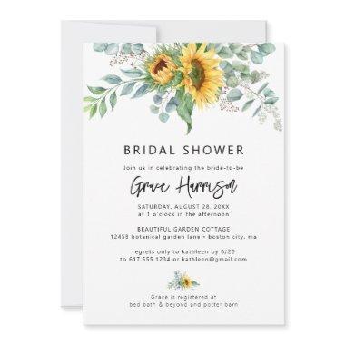 Rustic Sunflower Eucalyptus Bridal Shower Invitations