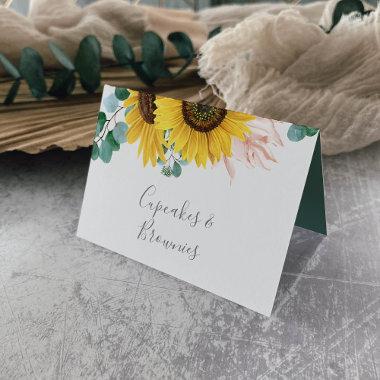 Rustic Sunflower Eucalyptus Buffet Food Labels Table Number