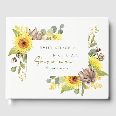 RUSTIC SUNFLOWER EUCALYPTUS FLORAL  GUEST BOOK