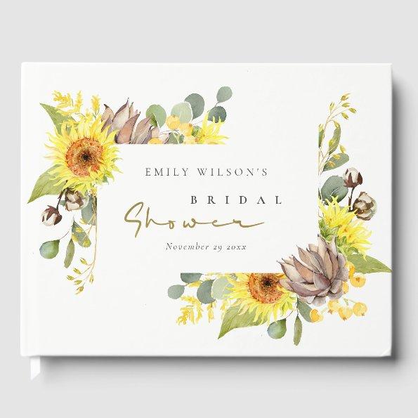 RUSTIC SUNFLOWER EUCALYPTUS FLORAL  GUEST BOOK