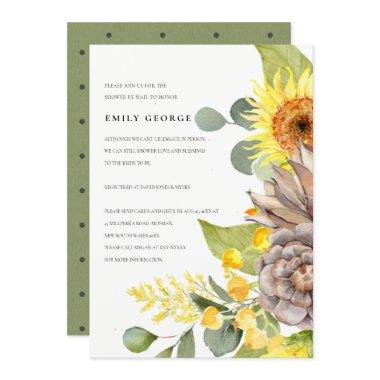 RUSTIC SUNFLOWER EUCALYPTUS FLORAL SHOWER BY MAIL Invitations