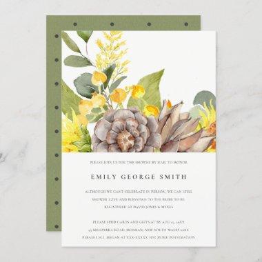RUSTIC SUNFLOWER EUCALYPTUS FLORAL SHOWER BY MAIL Invitations