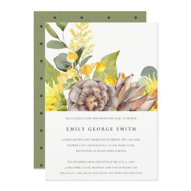 RUSTIC SUNFLOWER EUCALYPTUS FLORAL SHOWER BY MAIL Invitations