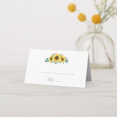 Rustic Sunflower Eucalyptus Folded Wedding Place Invitations