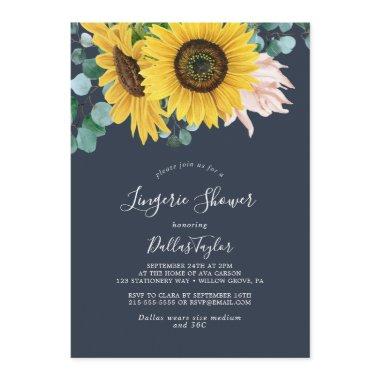 Rustic Sunflower Eucalyptus | Navy Lingerie Shower