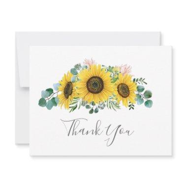 Rustic Sunflower Eucalyptus Thank You Invitations