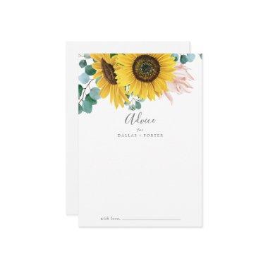 Rustic Sunflower Eucalyptus Wedding Advice Card