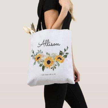 Rustic Sunflower Eucalyptus Wedding Bridesmaid Tote Bag