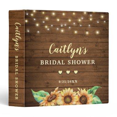Rustic Sunflower Fall Bridal Shower Photo Album 3 Ring Binder
