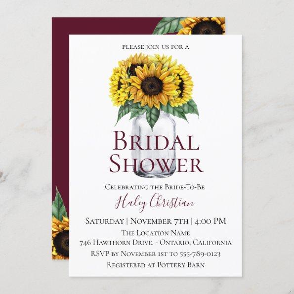 Rustic Sunflower Floral Bridal Shower Invitations