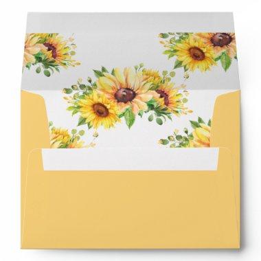 Rustic Sunflower Floral Greenery Invitations A7 Envelope