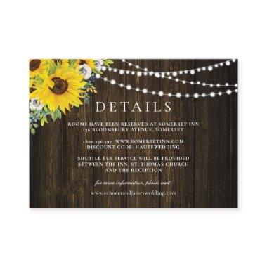 Rustic Sunflower Floral Greenery Wedding Details  Enclosure Invitations