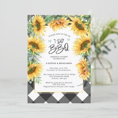 Rustic Sunflower Floral I Do BBQ Bridal Shower Invitations
