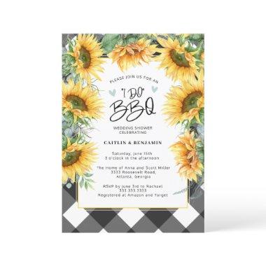 Rustic Sunflower Floral I Do BBQ Bridal Shower Invitations