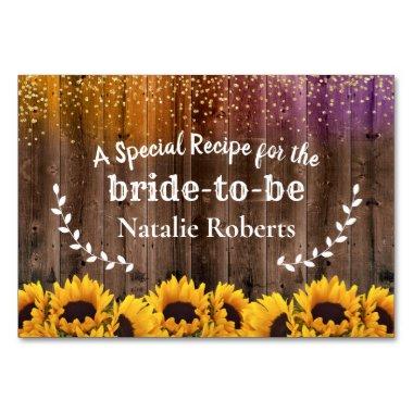 Rustic Sunflower Flower Bridal Shower Recipe Invitations