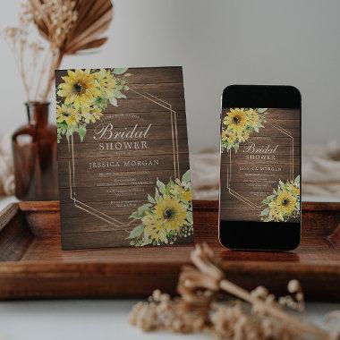 Rustic Sunflower Greenery Bridal Shower Invitations