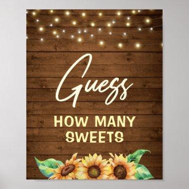 Rustic Sunflower Guess How Many Sweets Treats Game Poster