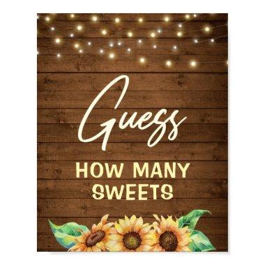 Rustic Sunflower Guess How Many Sweets Treats Game Poster