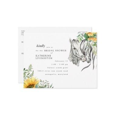 Rustic Sunflower Horses Nuzzling  Invitation Post