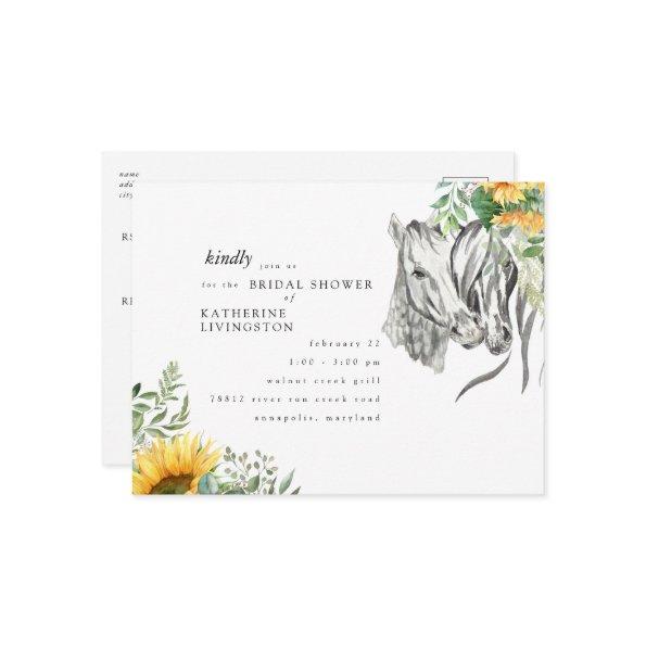 Rustic Sunflower Horses Nuzzling  Invitation Post