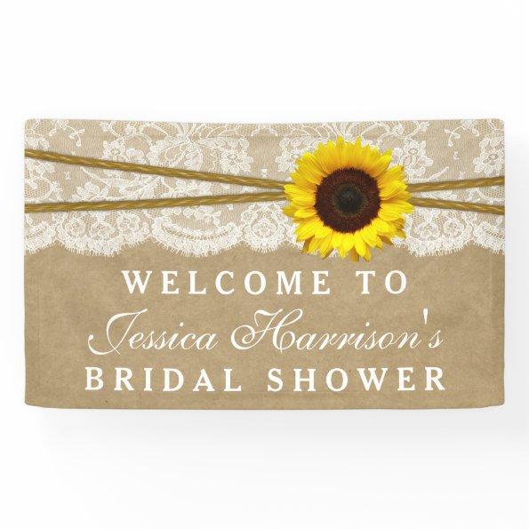 Rustic Sunflower, Kraft & Lace Bridal Shower Banner