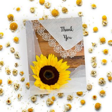 Rustic Sunflower Lace Country Wedding Thank You PostInvitations