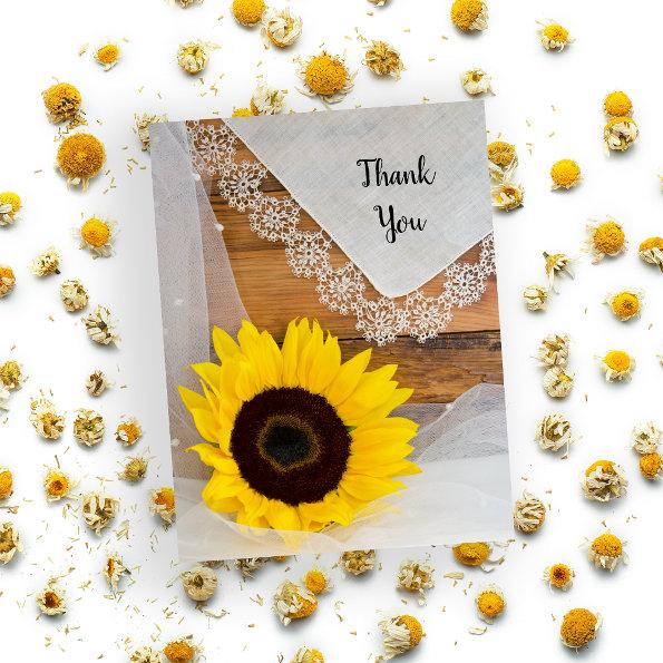 Rustic Sunflower Lace Country Wedding Thank You PostInvitations