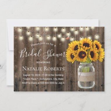 Rustic Sunflower & Ladybug Barn Wood Bridal Shower Invitations